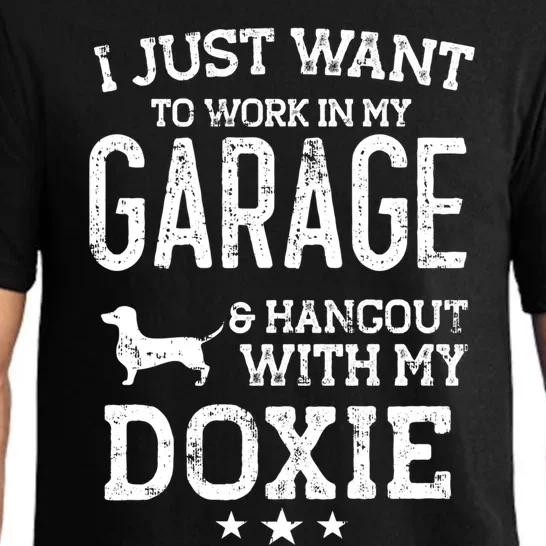 Doxie Dad Car Garage Hangout Cute Gift Pajama Set