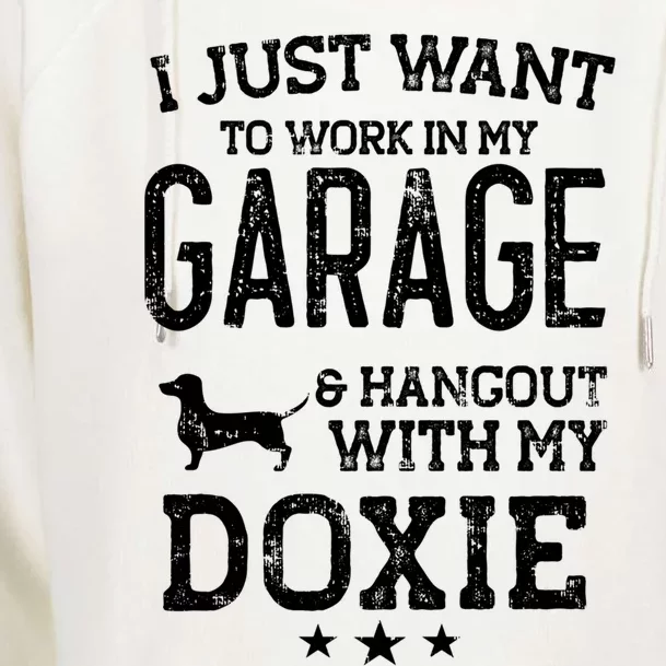 Doxie Dad Car Garage Hangout Cute Gift Womens Funnel Neck Pullover Hood