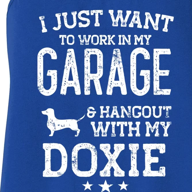 Doxie Dad Car Garage Hangout Cute Gift Women's Racerback Tank