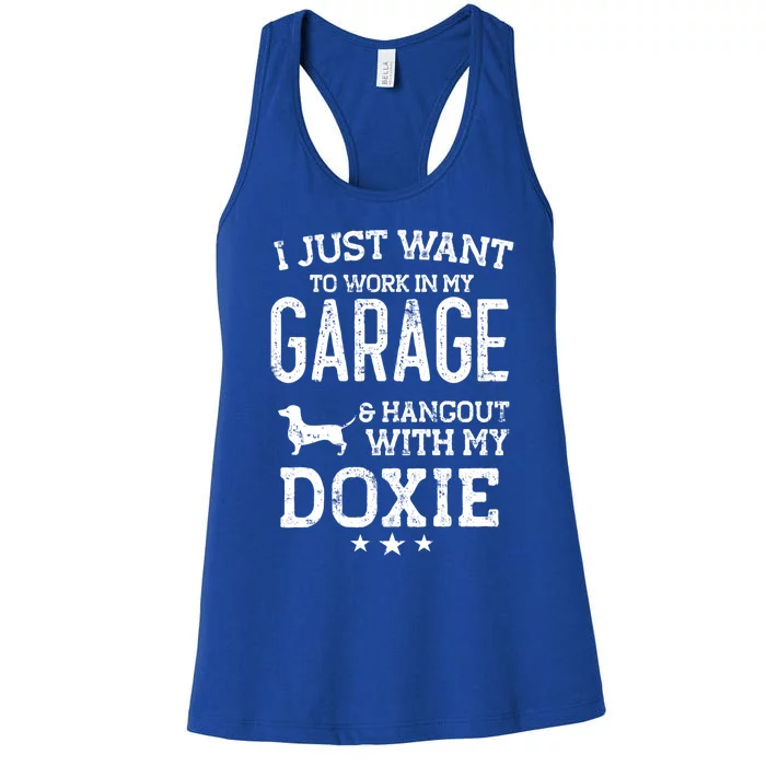 Doxie Dad Car Garage Hangout Cute Gift Women's Racerback Tank