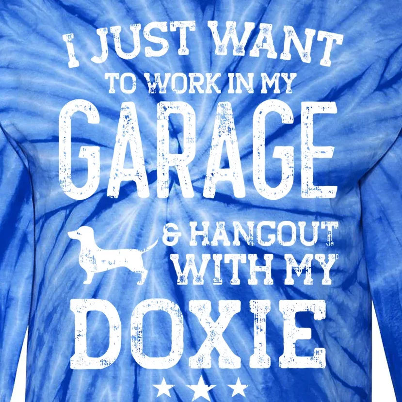 Doxie Dad Car Garage Hangout Cute Gift Tie-Dye Long Sleeve Shirt