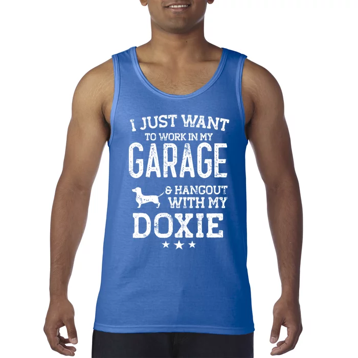 Doxie Dad Car Garage Hangout Cute Gift Tank Top