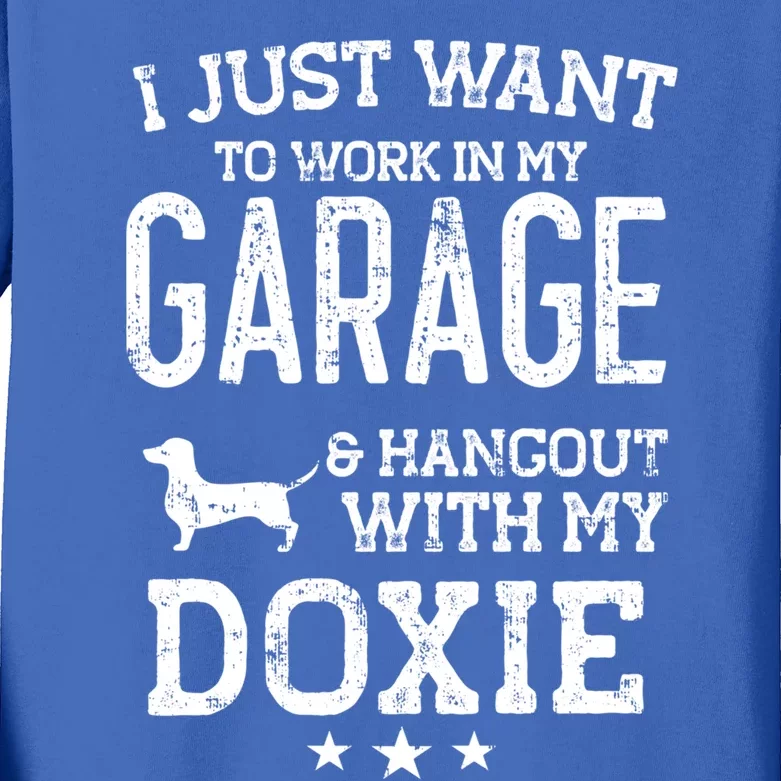 Doxie Dad Car Garage Hangout Cute Gift Kids Long Sleeve Shirt