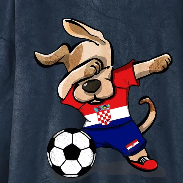 Dabbing Dog Croatia Soccer Fans Jersey Croatian Football Hooded Wearable Blanket