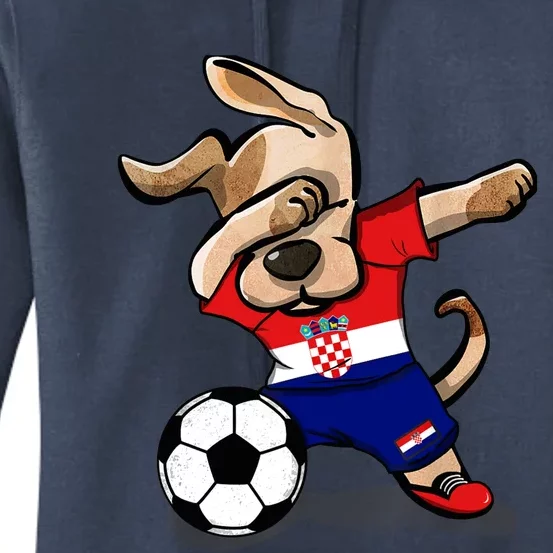 Dabbing Dog Croatia Soccer Fans Jersey Croatian Football Women's Pullover Hoodie