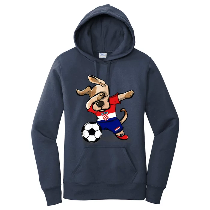 Dabbing Dog Croatia Soccer Fans Jersey Croatian Football Women's Pullover Hoodie