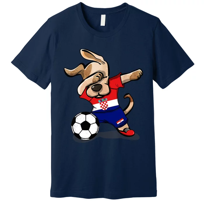 Dabbing Dog Croatia Soccer Fans Jersey Croatian Football Premium T-Shirt