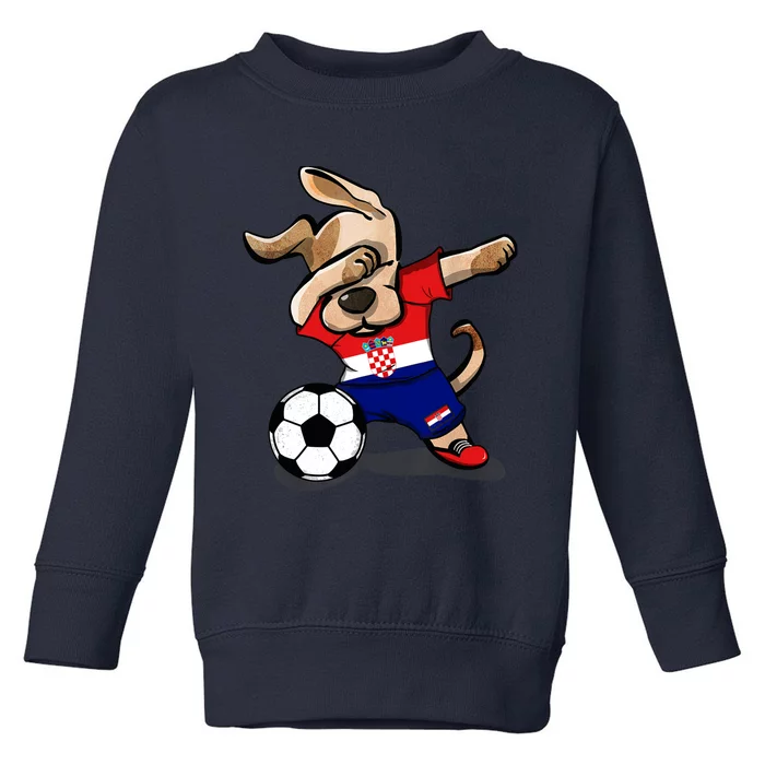 Dabbing Dog Croatia Soccer Fans Jersey Croatian Football Toddler Sweatshirt