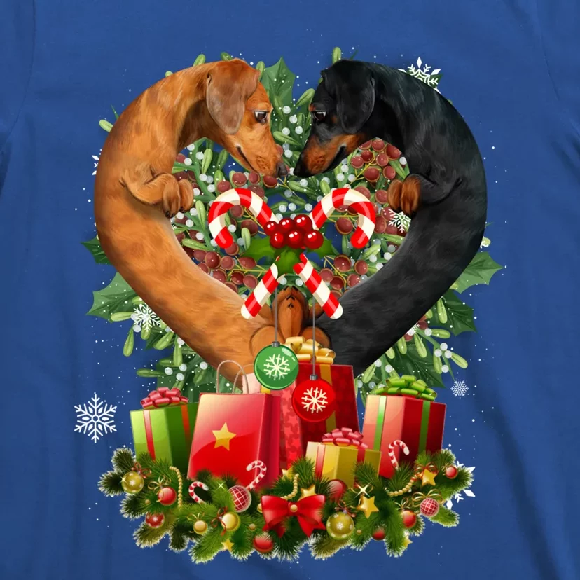 Dachshund Dog Couple Heart Shape Christmas Great Gift T-Shirt