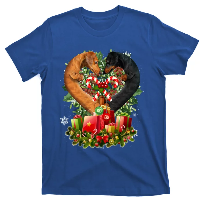 Dachshund Dog Couple Heart Shape Christmas Great Gift T-Shirt