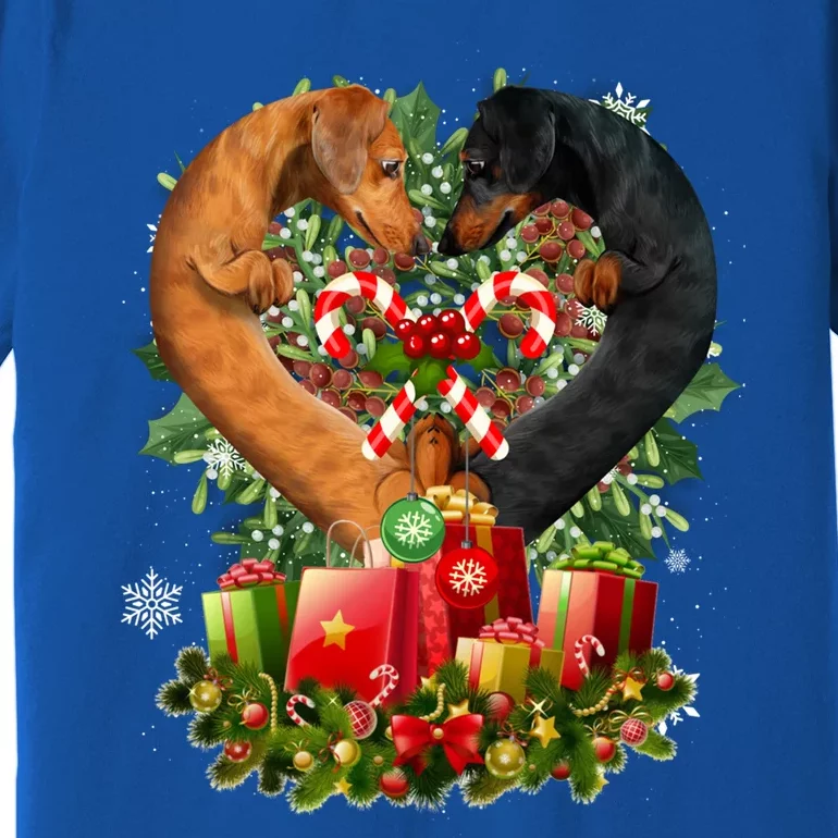 Dachshund Dog Couple Heart Shape Christmas Great Gift Premium T-Shirt