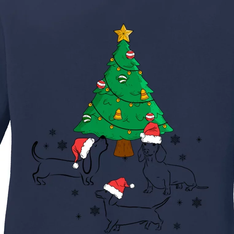 Dachshund Dog Christmas Tree Family Xmas Ugly Dog Owner Meaningful Gift Ladies Long Sleeve Shirt