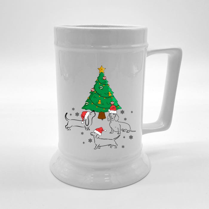 Dachshund Dog Christmas Tree Family Xmas Ugly Dog Owner Meaningful Gift Front & Back Beer Stein