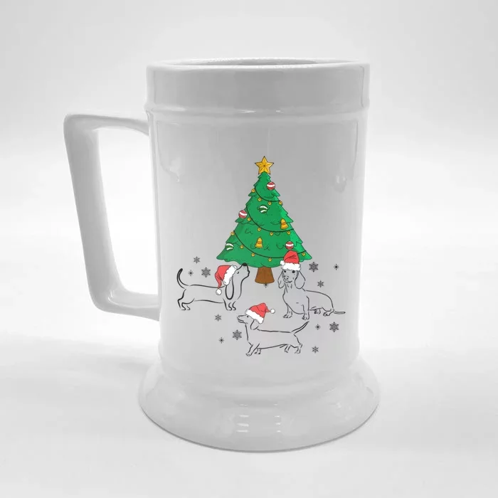 Dachshund Dog Christmas Tree Family Xmas Ugly Dog Owner Meaningful Gift Front & Back Beer Stein