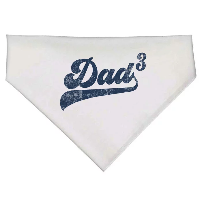 Dad3 Dad Cubed Gifts Father Of Three Daddy 3 Third Time Dad USA-Made Doggie Bandana