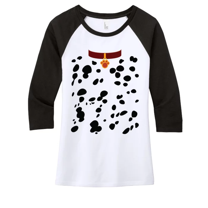 Dog Dalmatian Costume Dalmations Spots Puppy Print Halloween Women's Tri-Blend 3/4-Sleeve Raglan Shirt