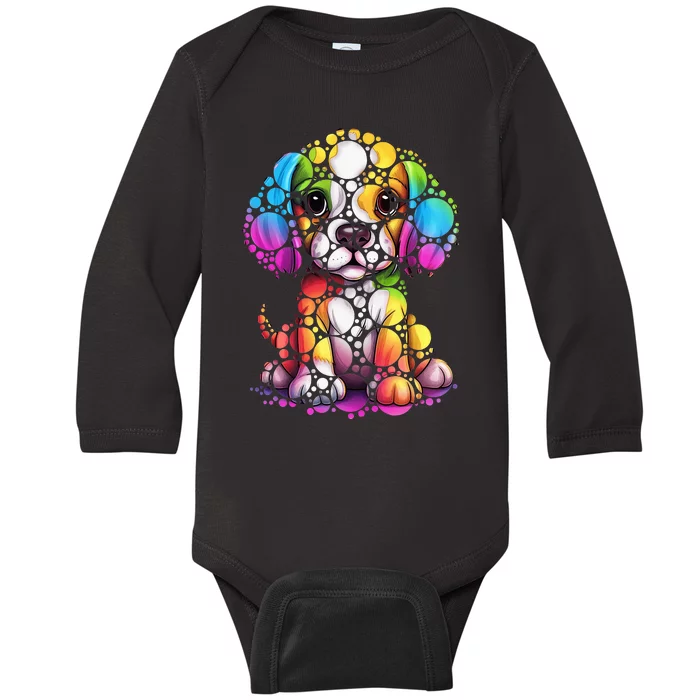 Dot Day Colorful Dog International Dots Day Teacher Baby Long Sleeve Bodysuit