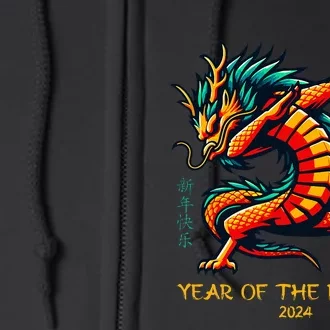 Dabbing Dragon Chinese New Year Of The Dragon 2024 Full Zip Hoodie