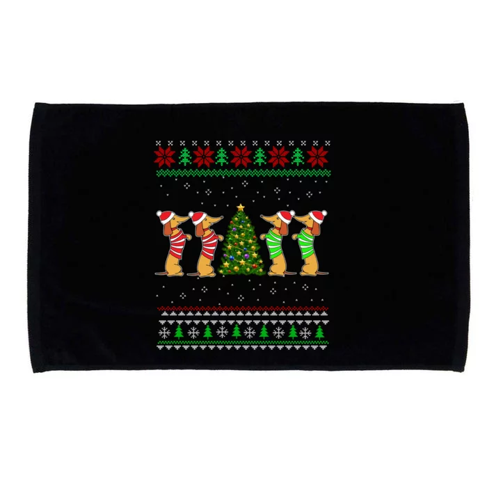 Dachshund Dog Christmas Ugly Sweater Dachshund Xmas Gift Cute Gift Microfiber Hand Towel