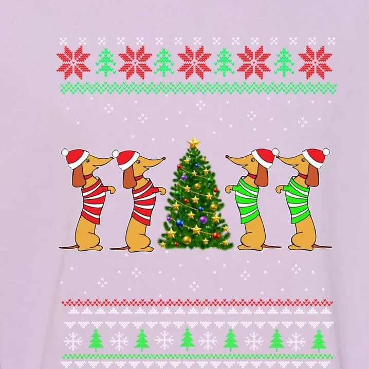 Dachshund Dog Christmas Ugly Sweater Dachshund Xmas Gift Cute Gift Garment-Dyed Sweatshirt