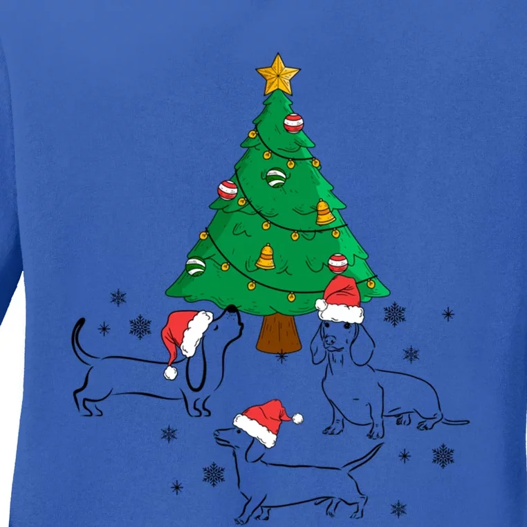 Dachshund Dog Christmas Tree Family Xmas Ugly Dog Owner Cute Gift Ladies Long Sleeve Shirt