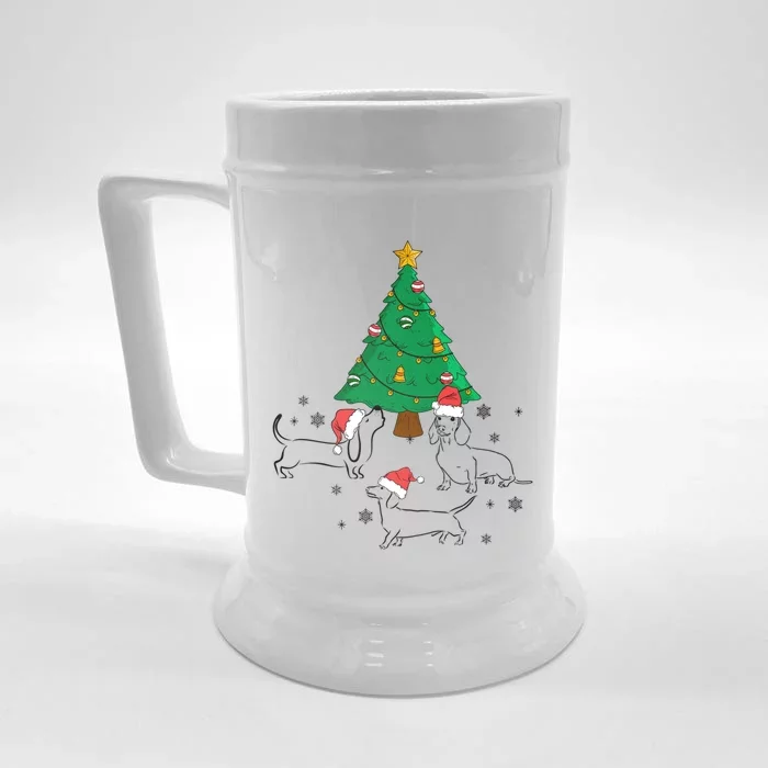 Dachshund Dog Christmas Tree Family Xmas Ugly Dog Owner Cute Gift Front & Back Beer Stein