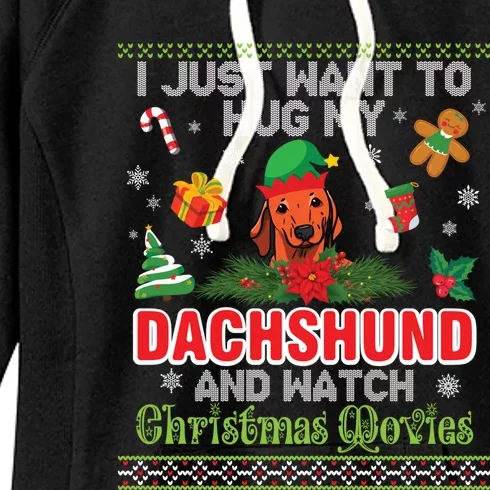 Dachshund Dog Christmas Tree Family Xmas Ugly Dog Owner Gift Women's Fleece Hoodie