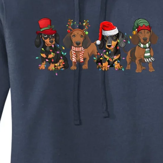 Dachshund Dogs Christmas Light Doxie Dog Xmas Great Gift Women's Pullover Hoodie