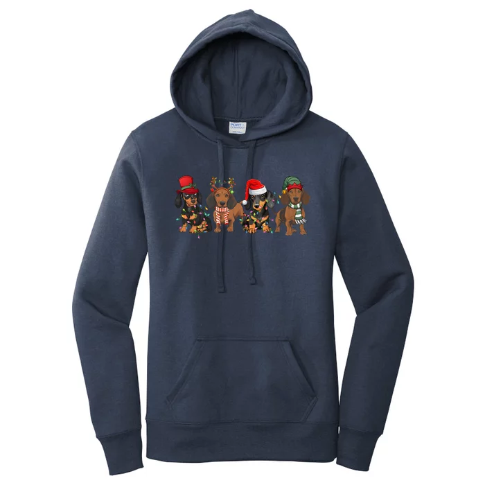 Dachshund Dogs Christmas Light Doxie Dog Xmas Great Gift Women's Pullover Hoodie