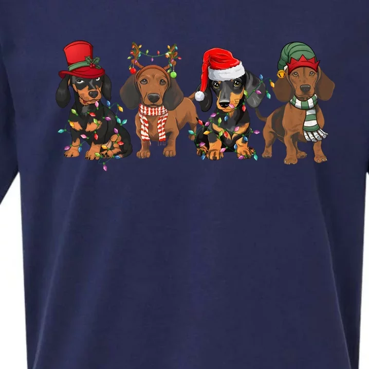 Dachshund Dogs Christmas Light Doxie Dog Xmas Great Gift Sueded Cloud Jersey T-Shirt