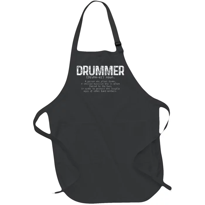 Drummer Definition Drums Drumming Funny Drummer Full-Length Apron With Pocket