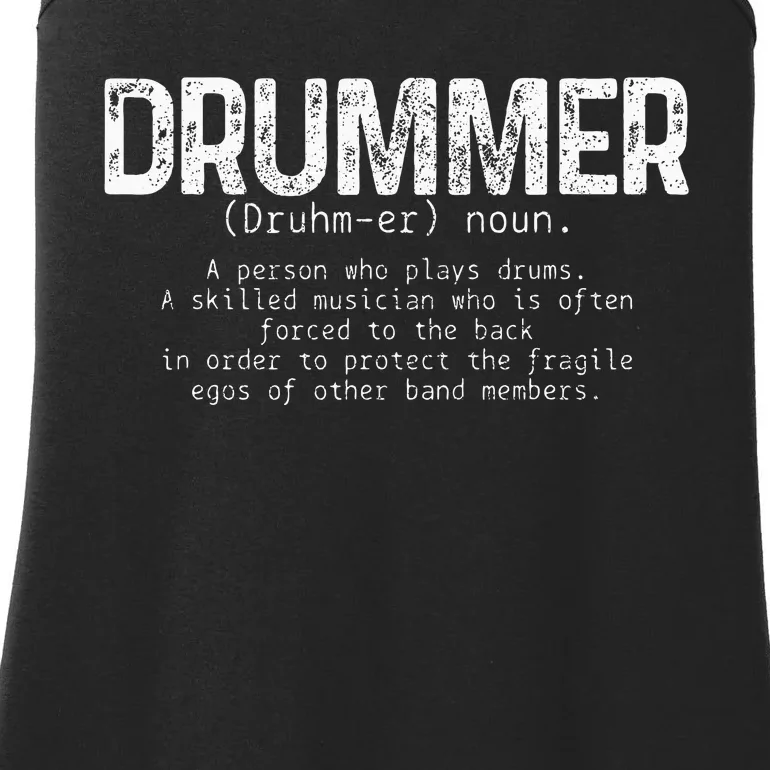 Drummer Definition Drums Drumming Funny Drummer Ladies Essential Tank