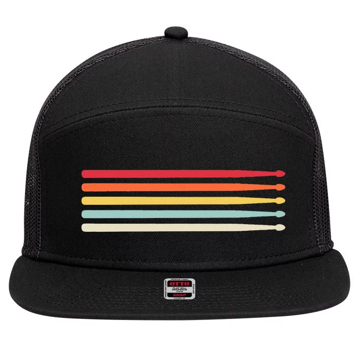 Drummer Drumsticks Drum Sticks Retro 7 Panel Mesh Trucker Snapback Hat