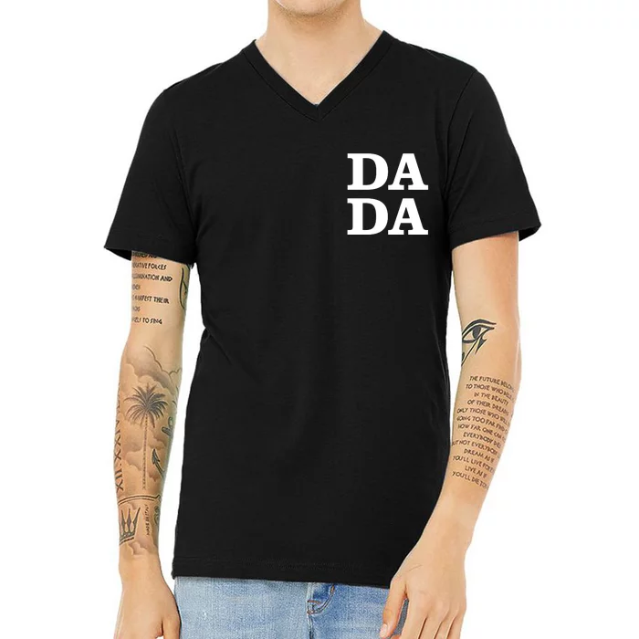 Da Da Dad Pocket Logo Fathers Day V-Neck T-Shirt