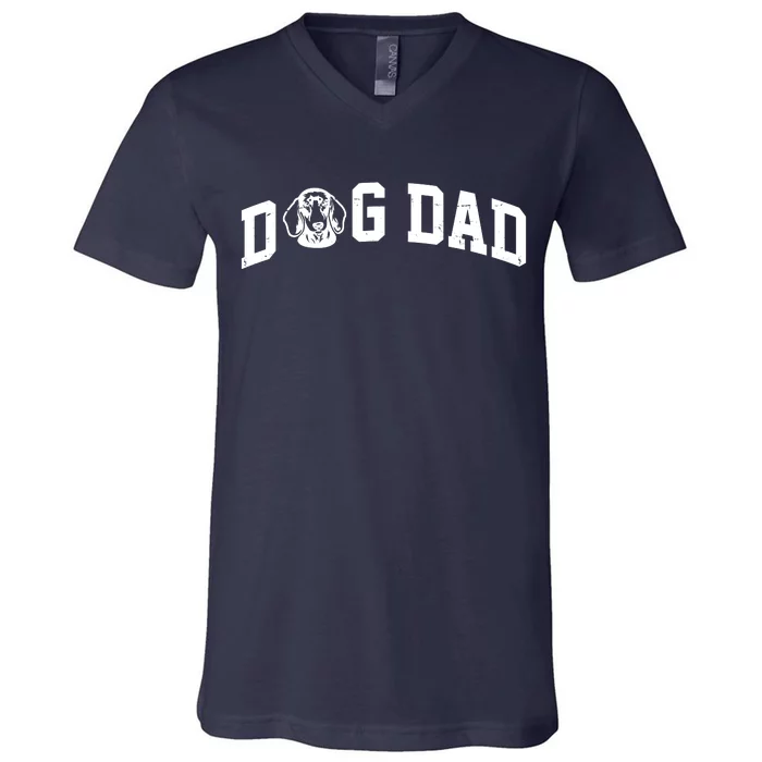 Dog Dad Dachshund Gift For Dad V-Neck T-Shirt