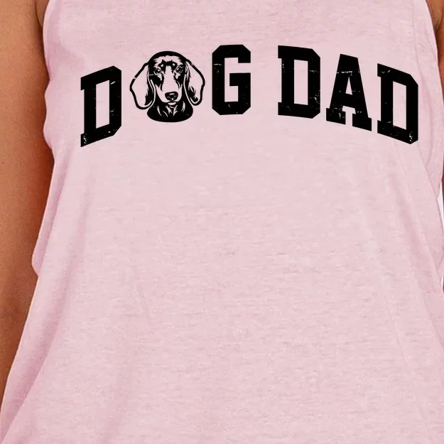 Dog Dad Dachshund Gift For Dad Women's Knotted Racerback Tank