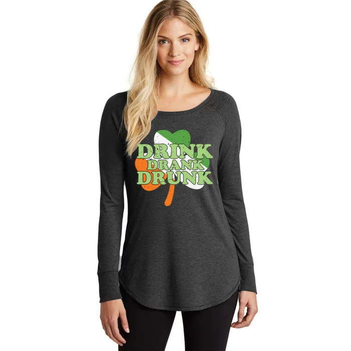 Drink Drank Drunk Shamrock Women's Perfect Tri Tunic Long Sleeve Shirt