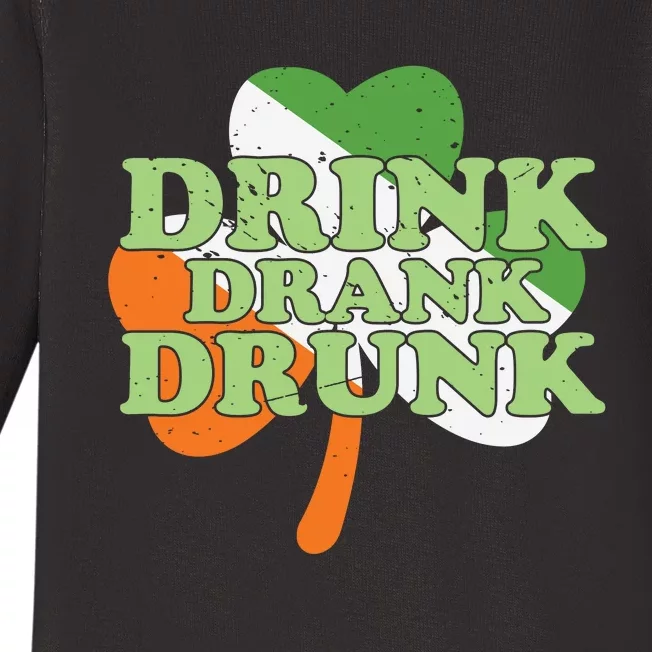 Drink Drank Drunk Shamrock Baby Long Sleeve Bodysuit