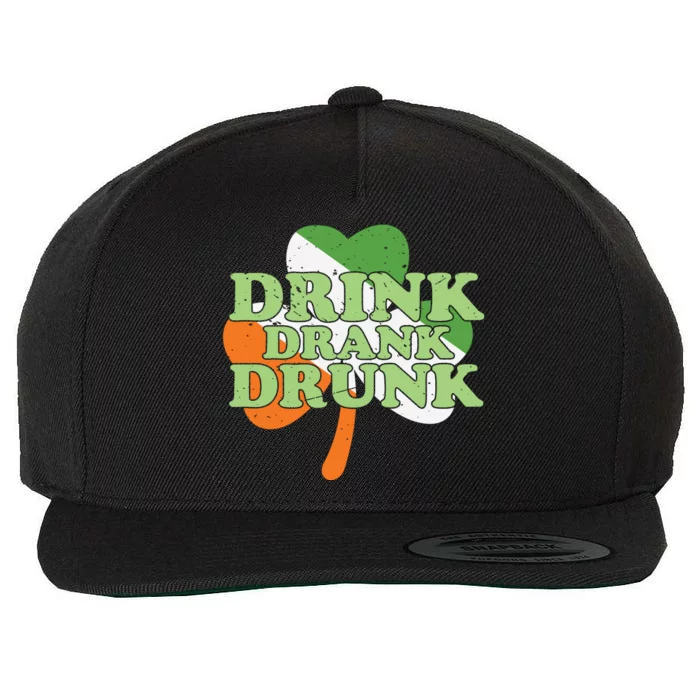 Drink Drank Drunk Shamrock Wool Snapback Cap