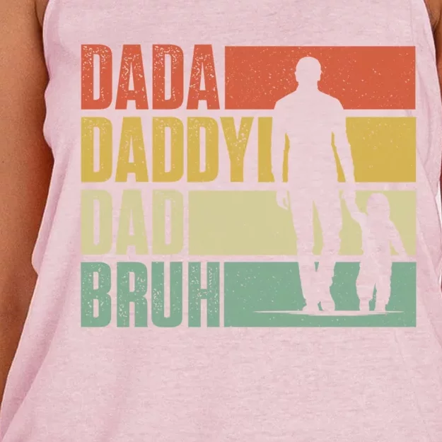 Dada Daddy Dad Bruh Fathers Day Women's Knotted Racerback Tank