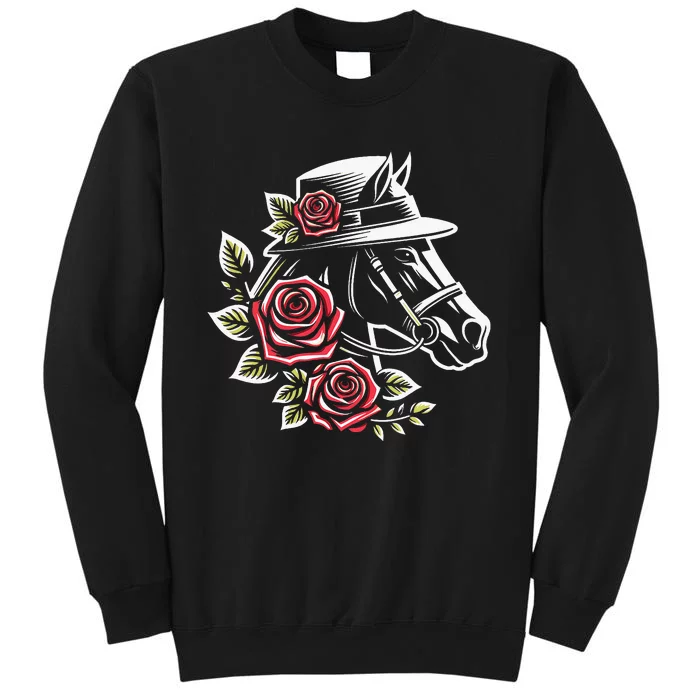 Derby Day Ddress 2024 Funny Hat Horse Racing Derby Tall Sweatshirt