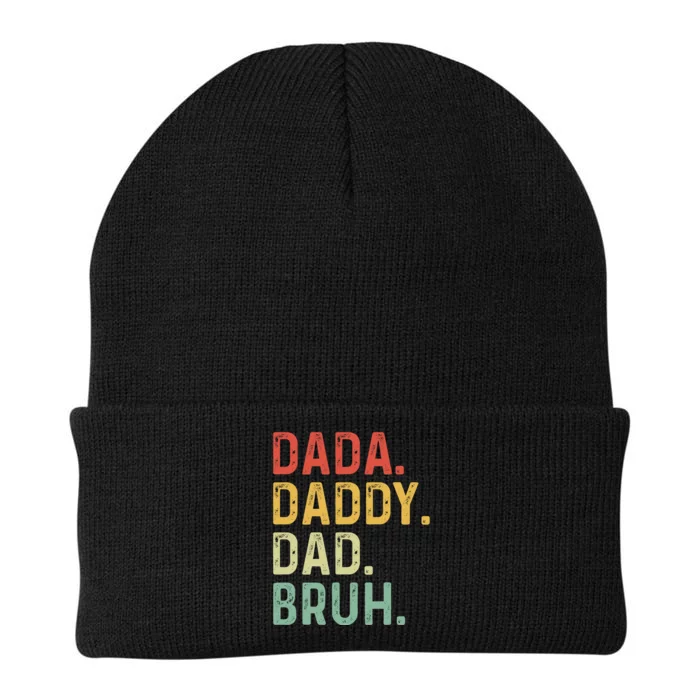 Dada Daddy Dad Bruh Fathers Day Vintage Funny Father Knit Cap Winter Beanie