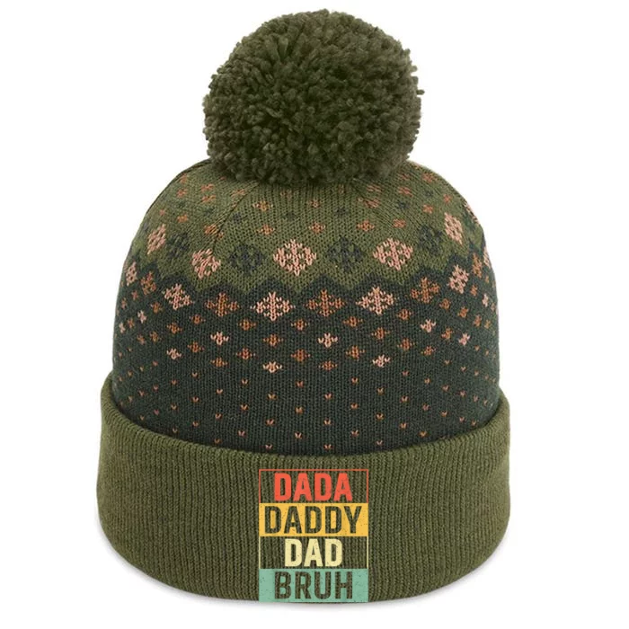 Dada Daddy Dad Bruh Fathers Day Vintage Funny Father The Baniff Cuffed Pom Beanie