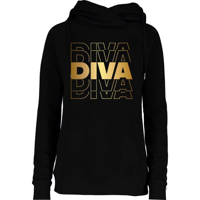 Diva Diva Diva Womens Funnel Neck Pullover Hood