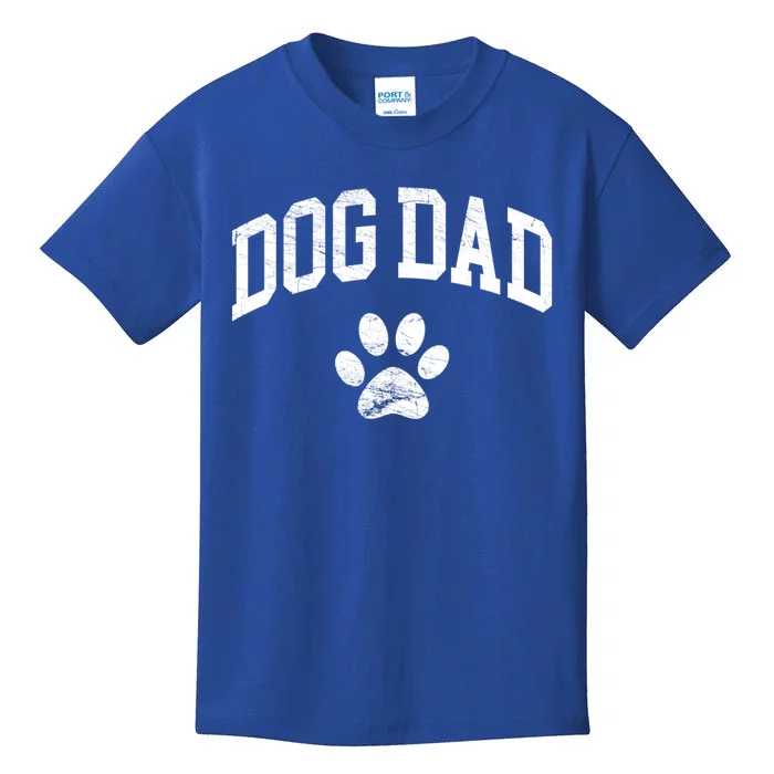 Dog Dad Distressed Design Style Funny Dog Paw Classic Gift Kids T-Shirt