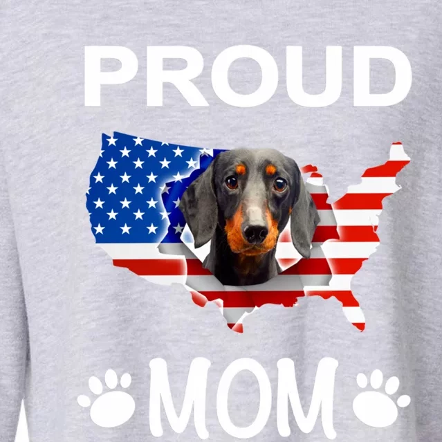 Dachshund Dachshund Dog Dachshund Proud Patriot Mom Gift Cropped Pullover Crew