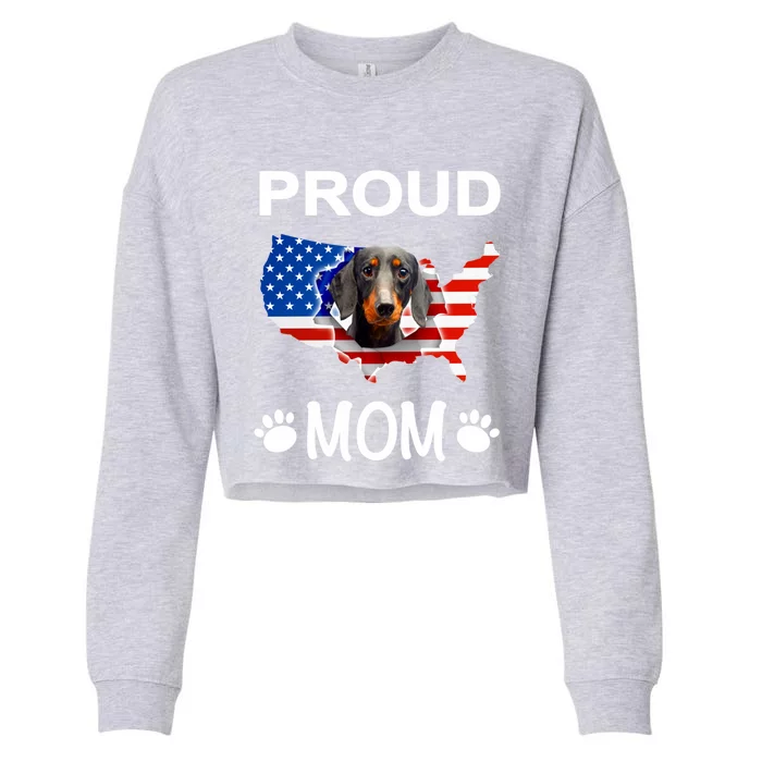 Dachshund Dachshund Dog Dachshund Proud Patriot Mom Gift Cropped Pullover Crew