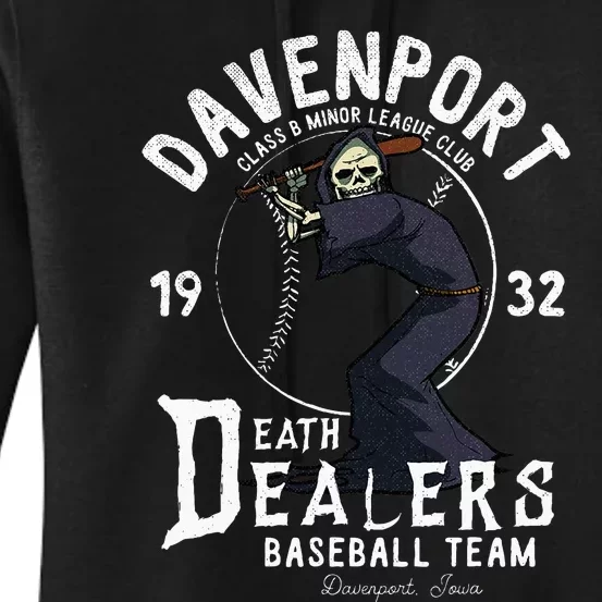 Davenport Death Dealers Retro Minor League Baseball Team Women's Pullover Hoodie