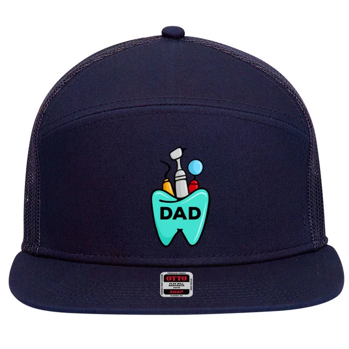 Dad Dentist Dental Hygiene Funny Teeth Surgeon Medicine Gift 7 Panel Mesh Trucker Snapback Hat