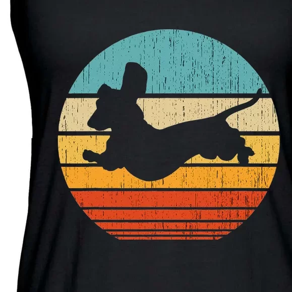 Dachshund dachshund dog silhouette retro gift for dog lovers Ladies Essential Flowy Tank